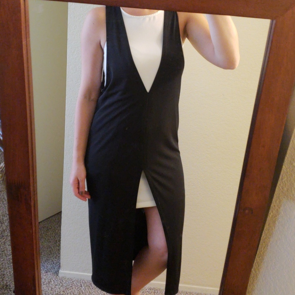 Zara black and white mini / midi high low dress